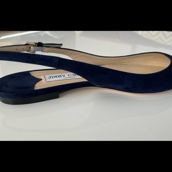 Brand new, navy suede, Jimmy Choo Erin flats. - Picture 7 of 11